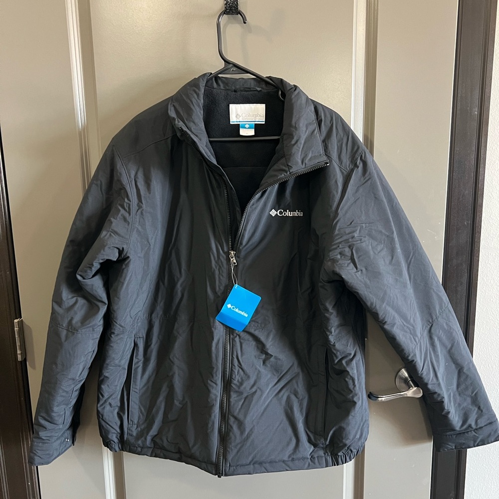 Men’s black Columbia coat.